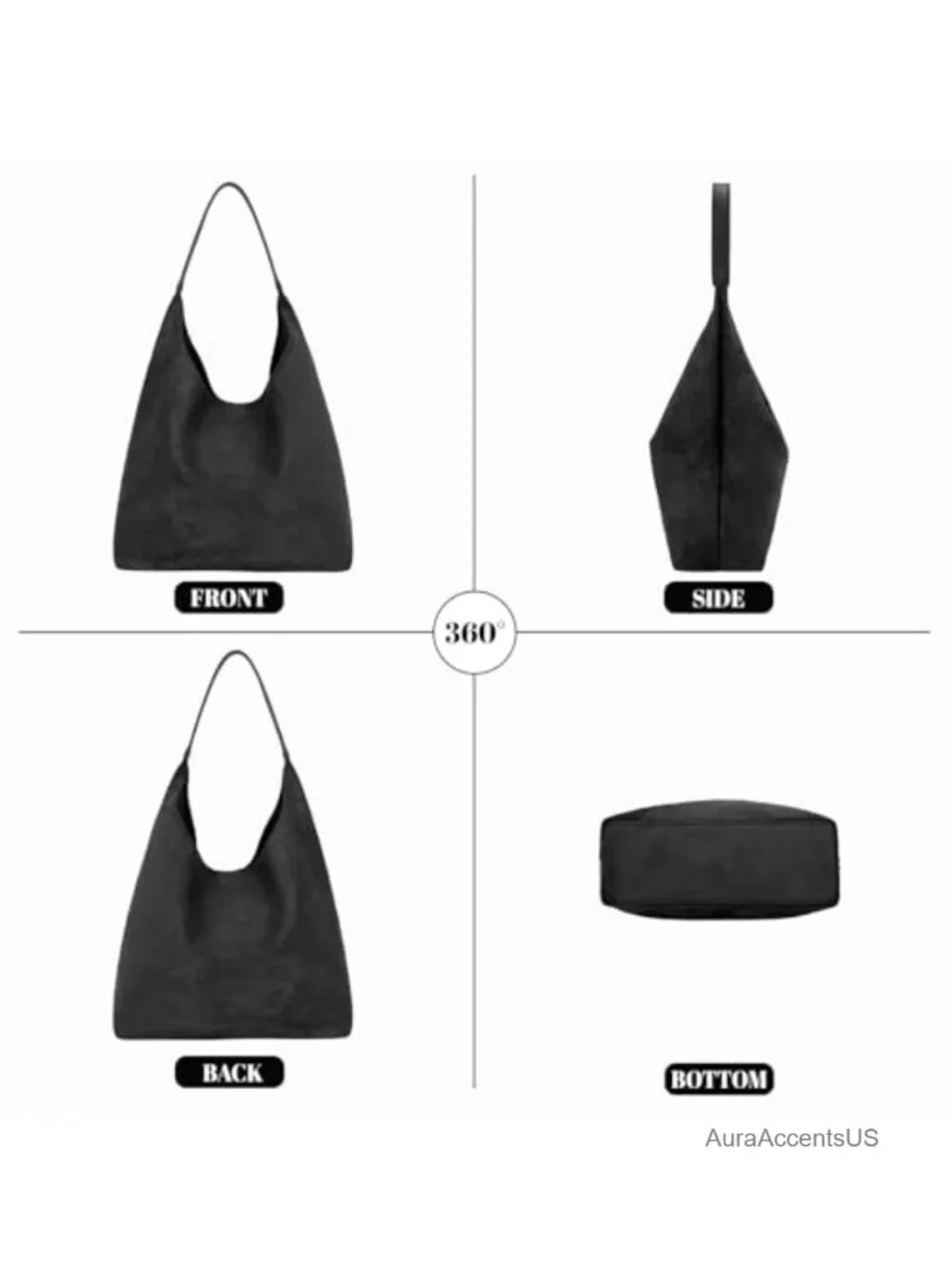 Faux Suede Hobo Shoulder Bag Slouchy Tote Handbag for Work Everyday
